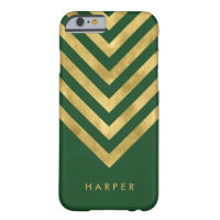 Personalize with name Green Faux Gold Geometric Barely There iPhone 6 Case
