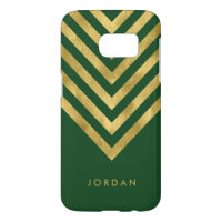 Personalize with name Green Faux Gold Geometric Samsung Galaxy S7 Case