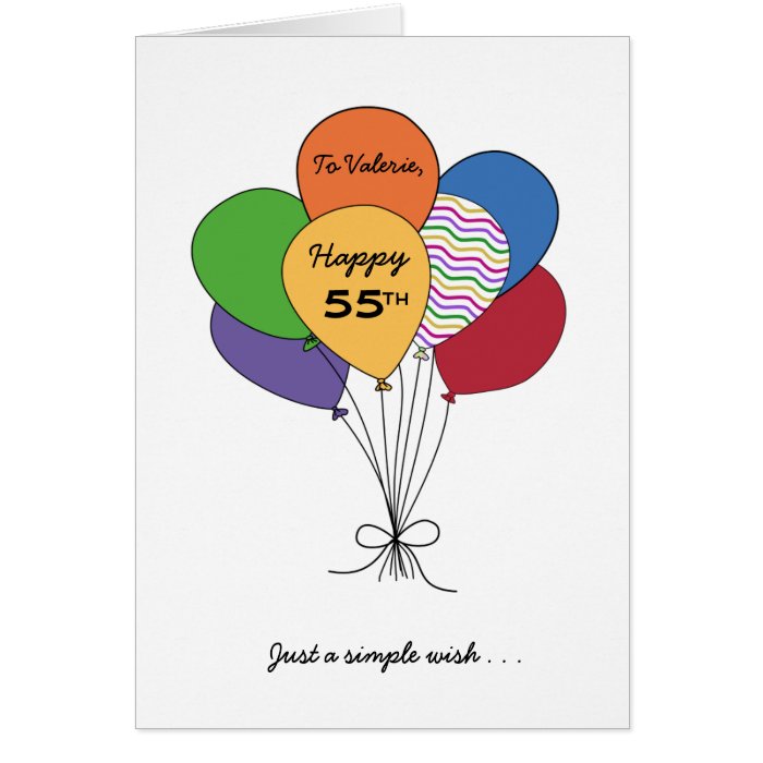 Personalize With Name~Happy 55th Birthday Wish Greeting Card