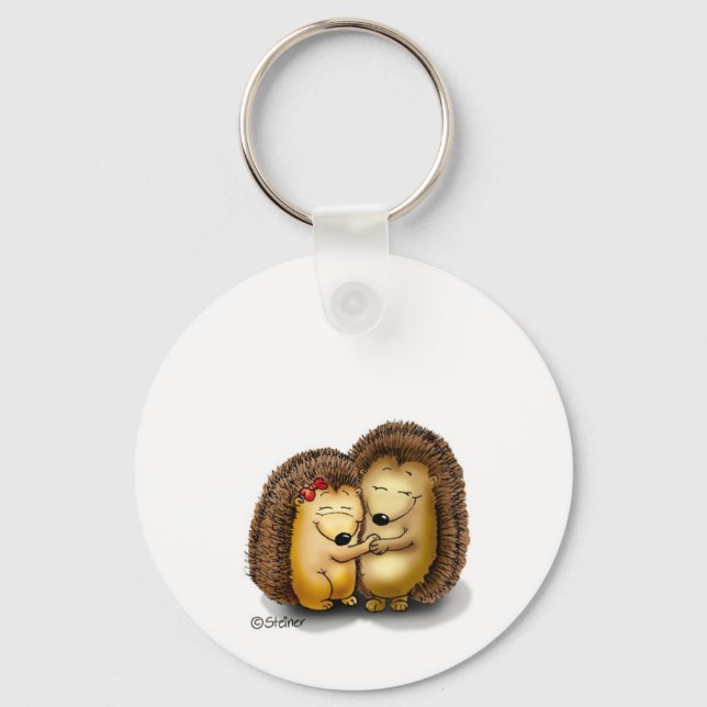 Personalize with name - Hugging Hedgehogs Keychain (Front)