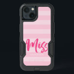 Personalize with Name Miss Preppy Pink Stripes iPhone 13 Case<br><div class="desc">Protect your phone with minimalist Samsung Galaxy S7 Case featuring the word "Miss" in pink brush script against a preppy pink stripes pattern background. Personalize it by replacing the placeholder text. For more options such as to change the font and it's size click the "Customize it" button. *Please note that...</div>