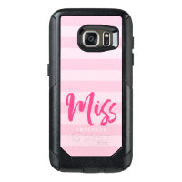 Personalize with Name Miss Preppy Pink Stripes OtterBox Samsung Galaxy S7 Case