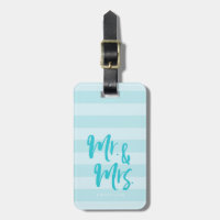 Personalize with Name Mr and Mrs Blue Stripes Luggage Tag