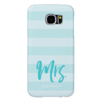 Personalize with Name Mrs Blue Stripes Preppy Samsung Galaxy S6 Case
