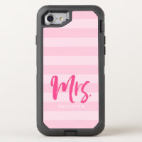 Personalize with Name Mrs Pink Stripes Preppy OtterBox Defender iPhone 8/7 Case