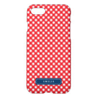 Personalize with Name Picnic Red Gingham Pattern iPhone 8/7 Case