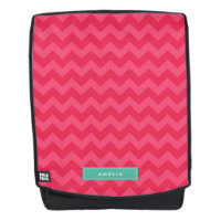 Personalize with Name Preppy Pink Chevron Monogram Backpack