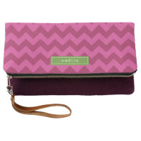 Personalize with name Preppy Purple Chevron Clutch