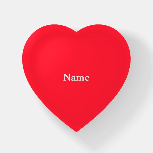 Personalize With Name Red Heart Paperweight (Front)