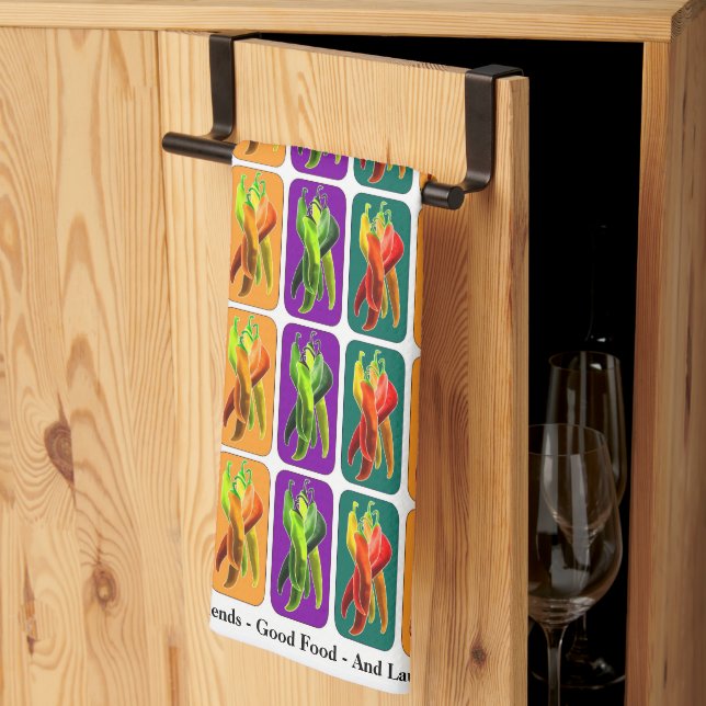 Personalize With Text or Family Name Chili Kitchen Towel (Thirds Fold)