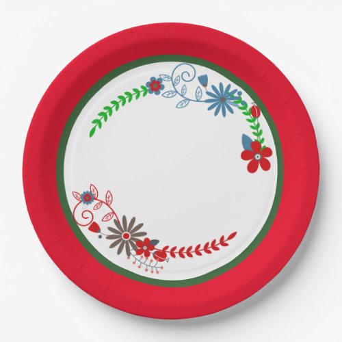 Personalize with Text  Photo Red Green Christmas Paper Plates