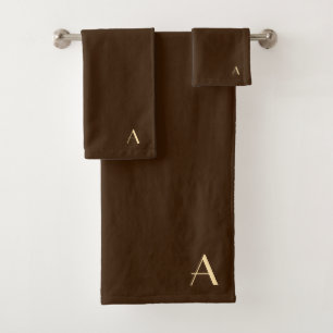 Personalize With Your Initial Dk Brown  Bath Towel Set