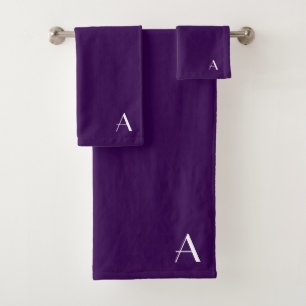 Personalize With Your Initial Purple  Bath Towel Set