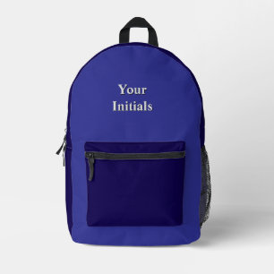 Personalize With Your Initials Blue + Blue Printed Backpack