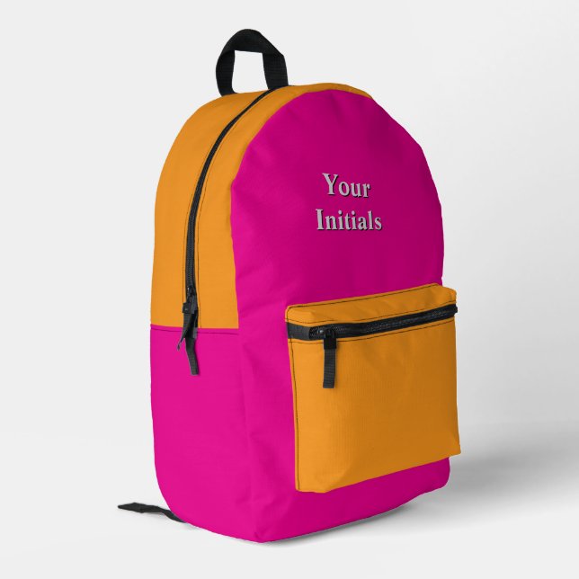 Personalize With Your Initials Hot Pink Gold   Printed Backpack (Back Corner Left)