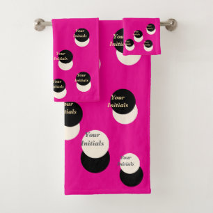 Personalize With Your Initials Offset Ht Pink Fun Bath Towel Set