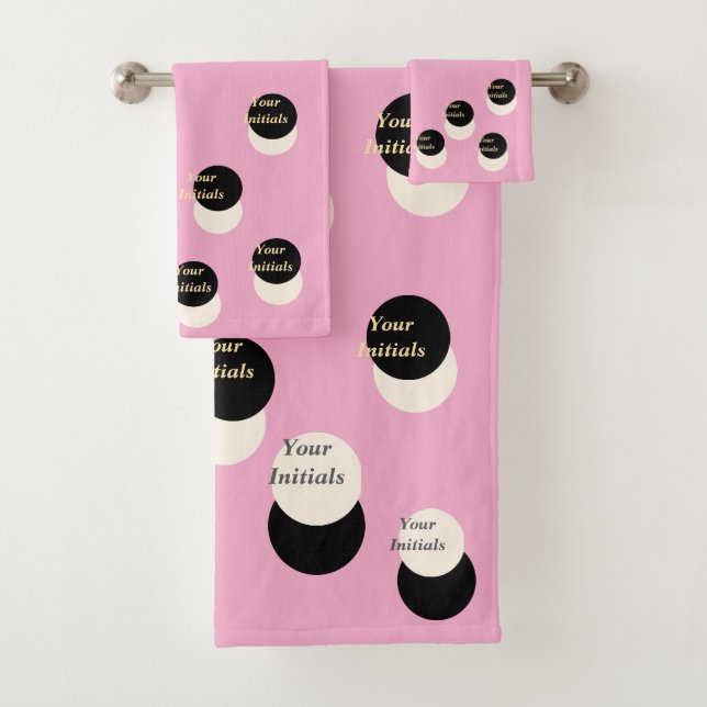 Personalize With Your Initials Offset Pink Fun  Bath Towel Set (Insitu)