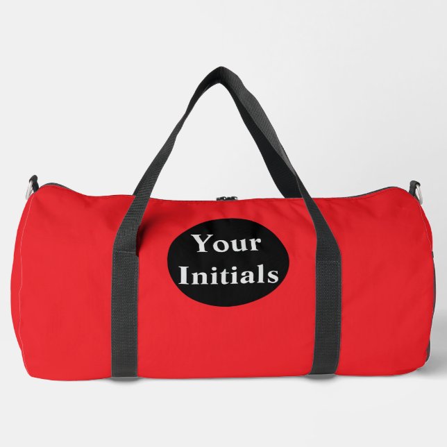 Personalize With Your Initials Red  Duffle Bag (Front)