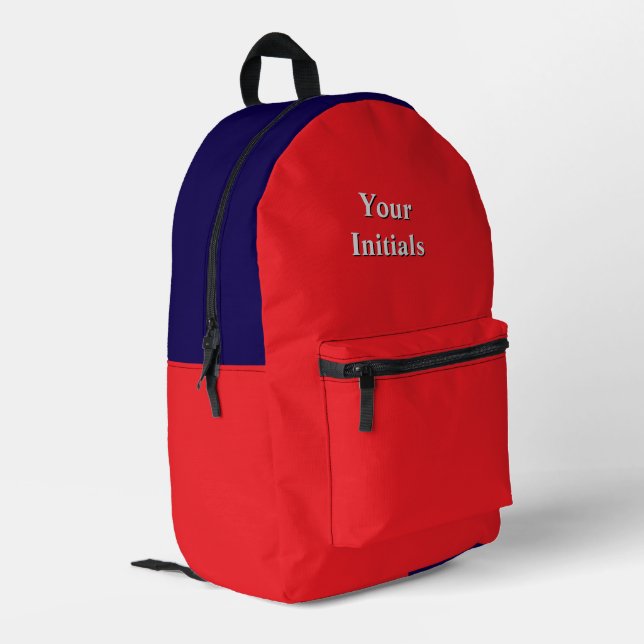 Personalize With Your Initials Red    Printed Backpack (Back Corner Left)