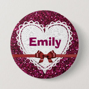Personalize with your Name Burgundy Button