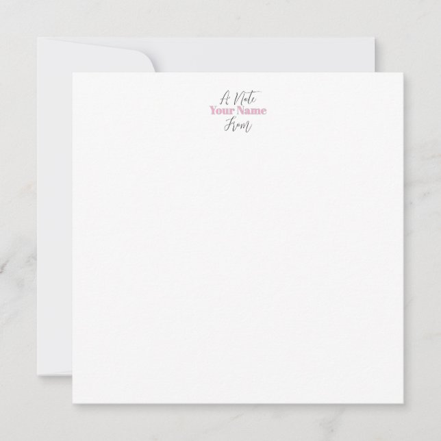 Personalize With Your Name Pink Flat Note Card (Front)