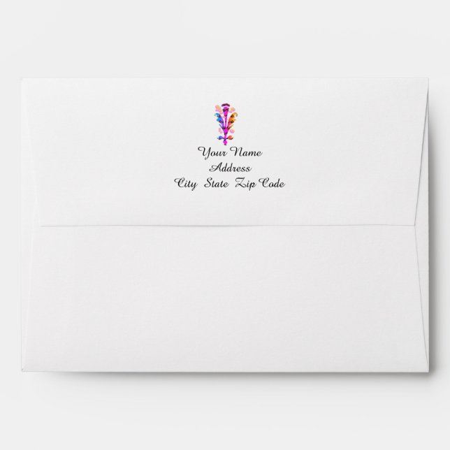 Personalize With Your Name Rainbow Floral  Envelope (Back (Top Flap))