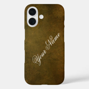 Personalize With Your Name Rustic Brown  iPhone 16 Case