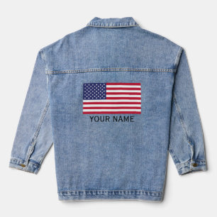 Personalize with your name USA United States Denim Jacket