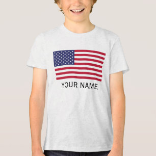 Personalize with your name USA United States Tri-Blend Shirt