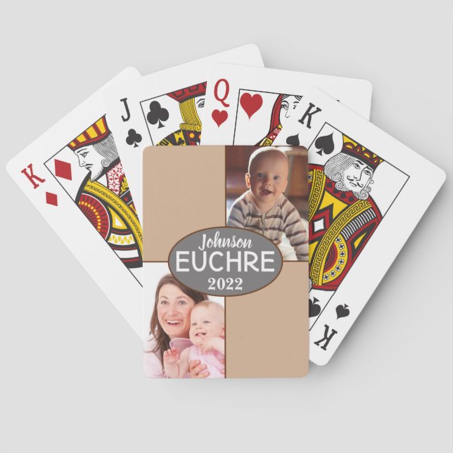 Personalize with Your Own Photo & Name & Date. Poker Cards (Back)