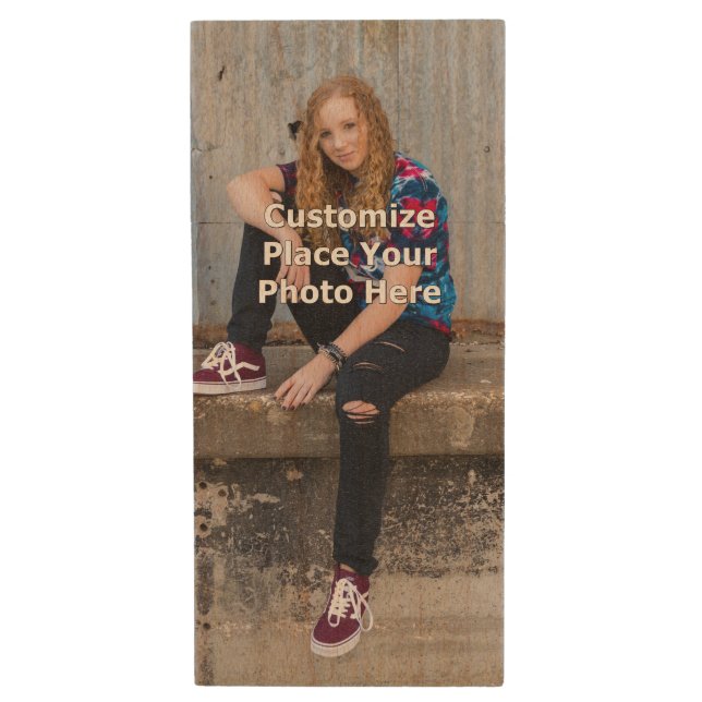 Personalize With Your Photo Wood Flash Drive (Front Vertical)