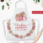 Personalize with your text, Christmas Cookies Apron<br><div class="desc">Make this beautiful unique one of a kind holiday apron your very own and customize it with your own text. Two text areas available for customization. Gorgeous design with holiday cookies in a blend of beige, white, and red tones. Christmas tree, snowman, heart, snowflake, mittens, and Snikerdoole cookies. Big cookie...</div>