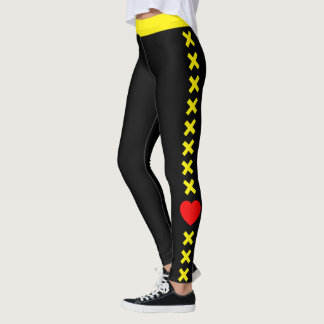 Personalize Women Modern Yellow Pattern Love Black Leggings