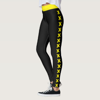 Personalize Women Yellow Black Pattern Custom Made Leggings