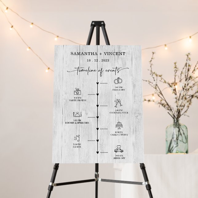 Personalize Wood Wedding Order of Events Timeline  Foam Board (In Situ (Stand))