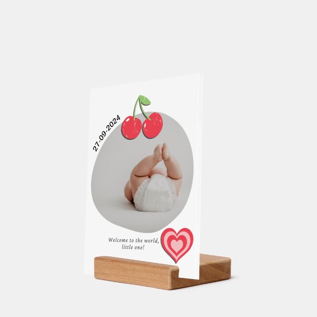 Personalize Wooden Block Print for Baby Birth Date (Woodblock Angle)