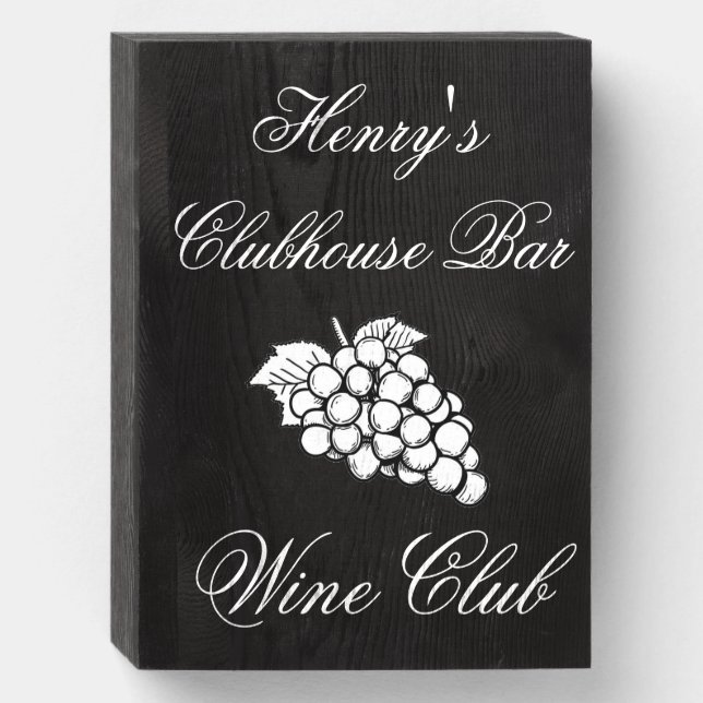 Personalize Wooden Box Sign - Wine Bar Club (Front Vertical)