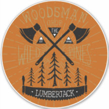 Personalize Woodsman Lumberjack Crossed Axes Pines