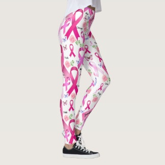Personalize Words Name Pink Ribbon Breast Cancer Leggings