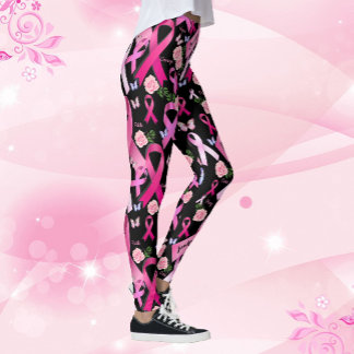 Personalize Words Name Pink Ribbon Breast Cancer Leggings