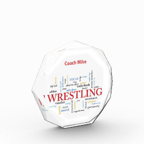 Personalize, Wrestling Coach Thank You in Words Acrylic Award