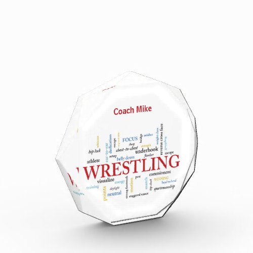 Personalize Wrestling Coach Thank You in Words Acrylic Award