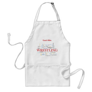 Personalize, Wrestling Coach Thank You in Words Adult Apron