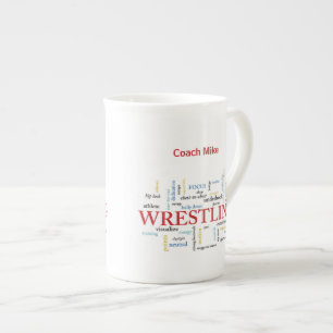 Personalize, Wrestling Coach Thank You in Words Bone China Mug