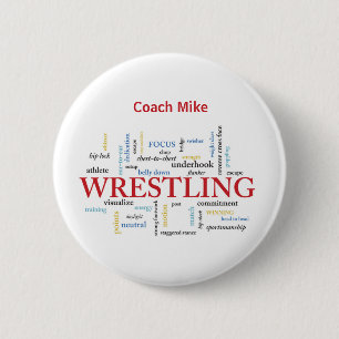 Personalize, Wrestling Coach Thank You in Words Button
