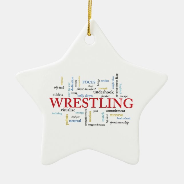 Personalize, Wrestling Coach Thank You in Words Ceramic Ornament (Front)