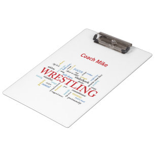 Personalize, Wrestling Coach Thank You in Words Clipboard