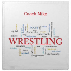 Personalize, Wrestling Coach Thank You in Words Cloth Napkin