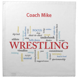 Personalize, Wrestling Coach Thank You in Words Cloth Napkin