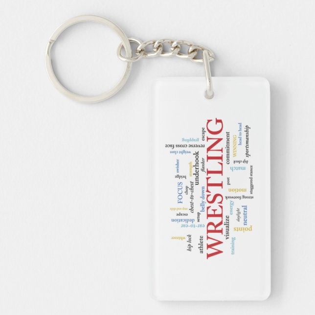 Personalize, Wrestling Coach Thank You in Words Keychain (Front)